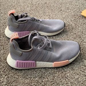 Women’s NMDs grey/ coral/ pinkish purple